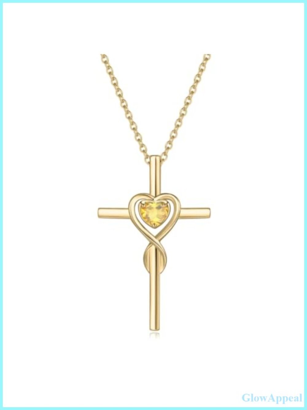 925 Sterling Silver 14K Gold Plated Cross Necklace Heart Birthstone Pendant